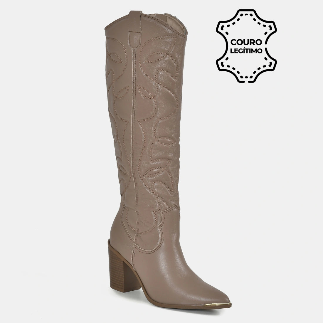 Bota Western Couro Marrom Claro